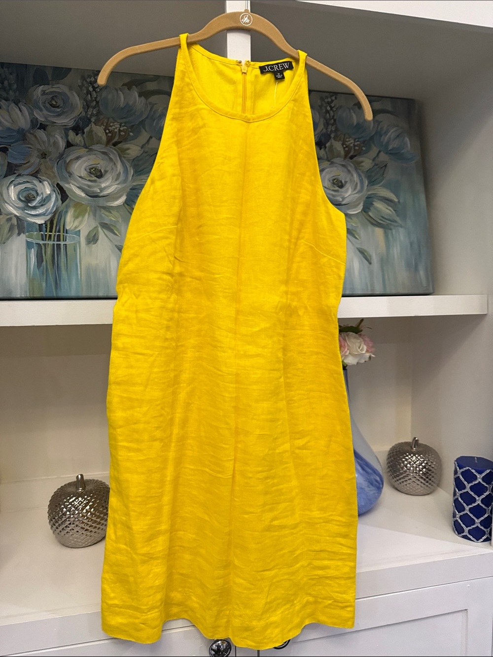 J. Crew Yellow Sleeveless Midi Shift Dress